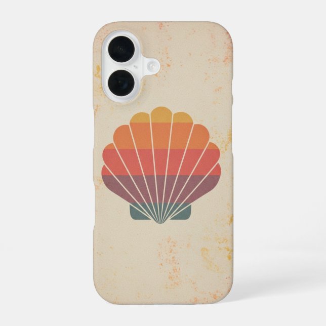 Retro Stylized Seashell iPhone 16 Case (Back)
