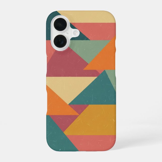 Retro Stylized Triangles and Blocks iPhone 16 Case (Back)