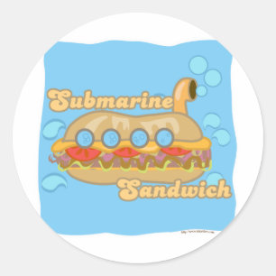 Retro Sub Sandwich Too! Classic Round Sticker