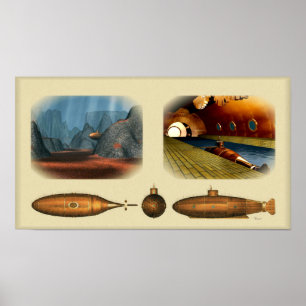 retro submarine poster