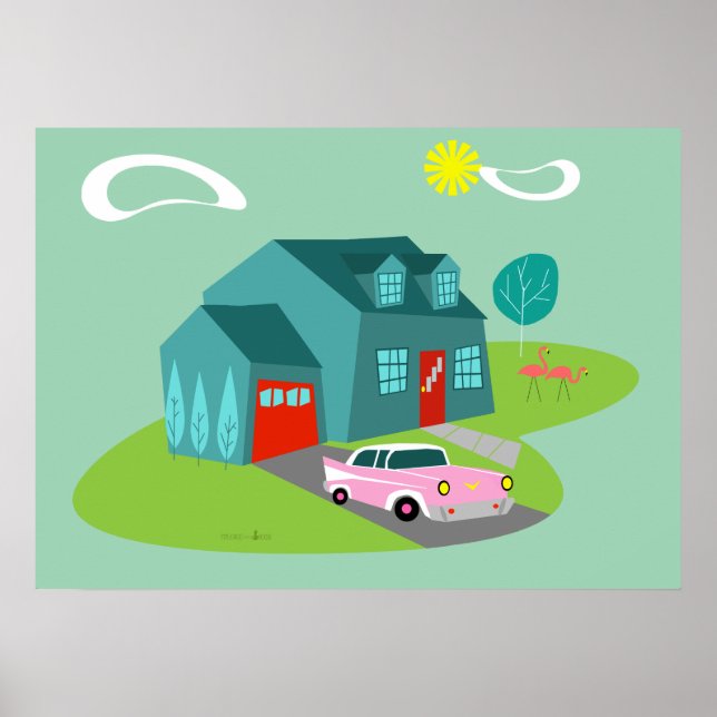 Retro Suburban House Poster (Front)