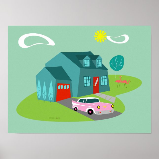 Retro Suburban House Poster (Front)