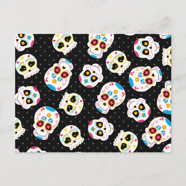 Retro Sugar Skull Postcard (Front)