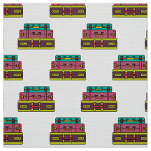 retro suitcases pattern fabric