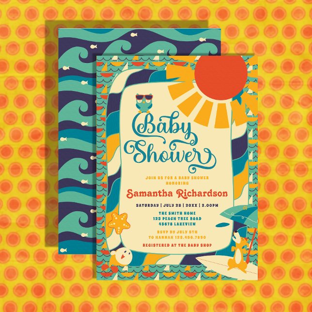 Retro Summer Beach Gender Neutral Baby Shower Invitation (Creator Uploaded)