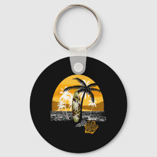Retro Summer Beach Palm Tree Novelty Key Ring