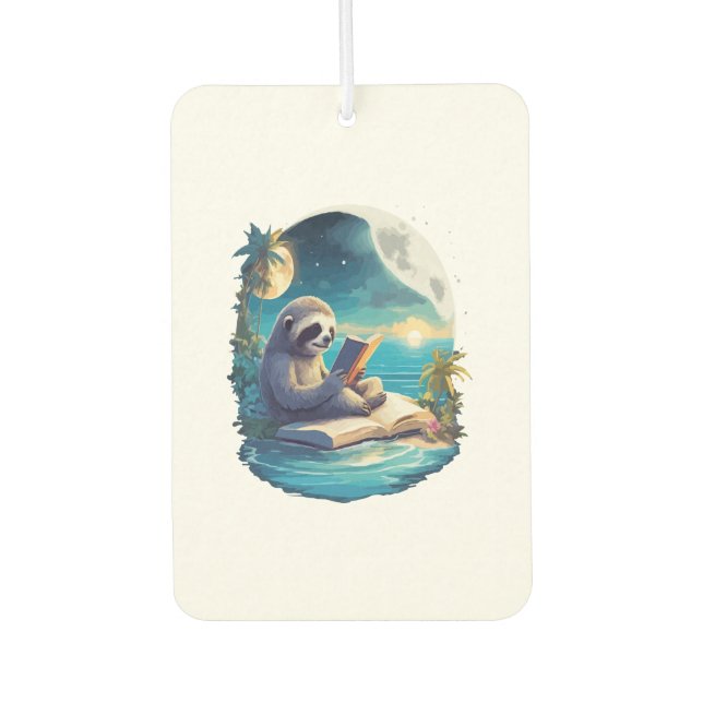 Retro Summer Beach Sloth Car Air Freshener (Front)
