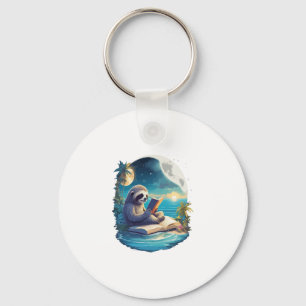 Retro Summer Beach Sloth Key Ring