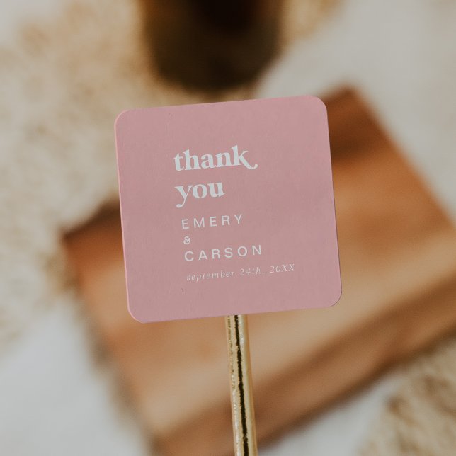 Retro Summer | Blush Pink Thank You Favour Sticker (Creator Uploaded)