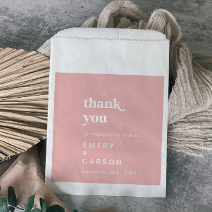 Retro Summer Blush Pink Thank You Wedding Favour Bag