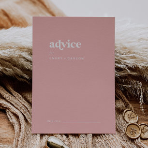 Retro Summer   Blush Pink Wedding Advice Card