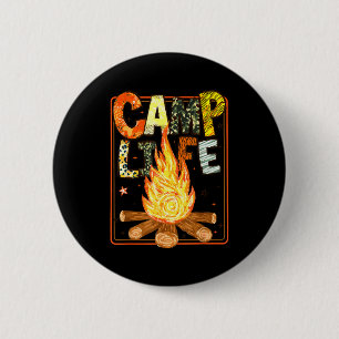 Retro summer camp life family adventure camping 6 cm round badge