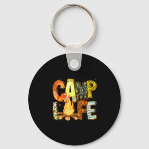 Retro summer camp life family adventure camping key ring