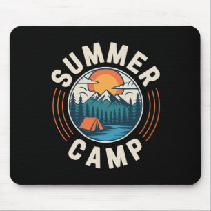 Retro Summer Camp Vacation Mountain Camping Crew Mouse Pad
