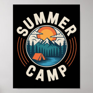 Retro Summer Camp Vacation Mountain Camping Crew Poster