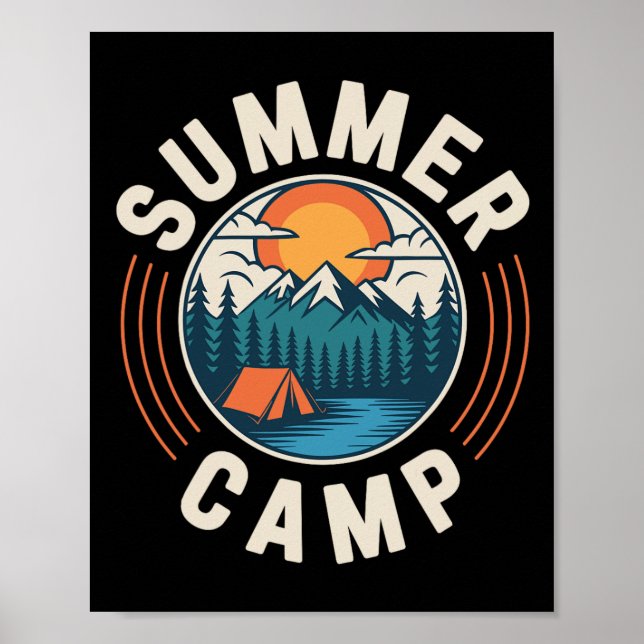 Retro Summer Camp Vacation Mountain Camping Crew  Poster (Front)