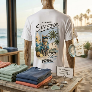 Retro Summer Cat Surfer Vibes 1980s California T-Shirt
