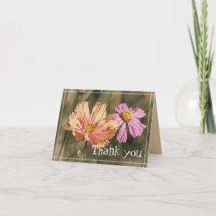 Retro Summer Cosmea Blooms Thank You Card