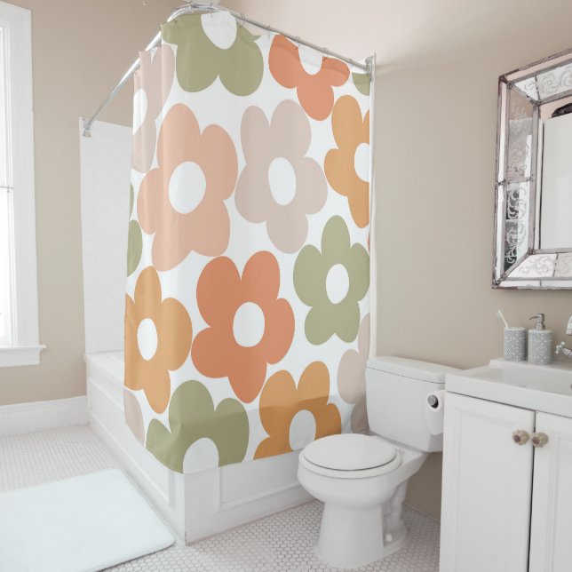 Retro Summer Daisies #2 #floral #retro #decor #art Shower Curtain (In Situ)