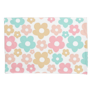 Retro Summer Daisies Pattern #4a #retro #flowers Pillowcase