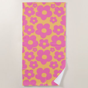 Retro Summer Daisies Pattern #6 #retro #floral Beach Towel