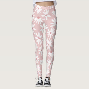 Retro Summer Daisies Pattern Small #4 #pattern Leggings