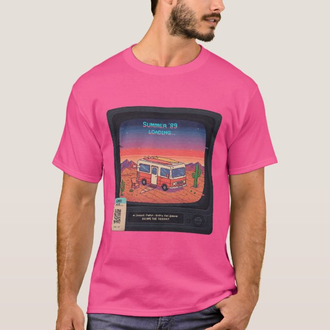 Retro Summer Error 404 T-Shirt | Glitch Art  (Front)