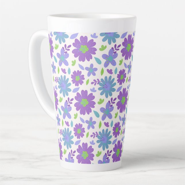 Retro Summer flowers  Latte Mug (Left Angle)