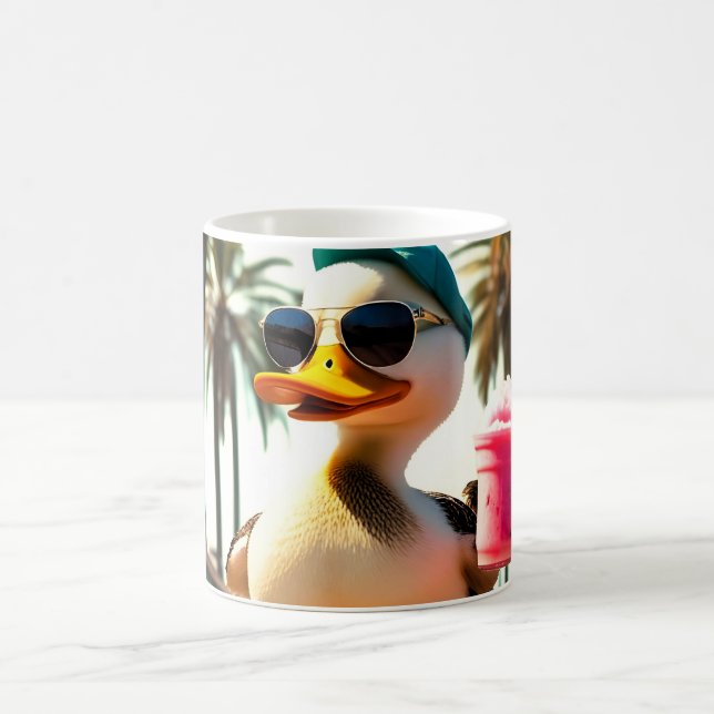 Retro Summer Funny Roller Duck Coffee Mug (Center)