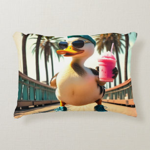 Retro Summer Funny Roller Duck Decorative Cushion