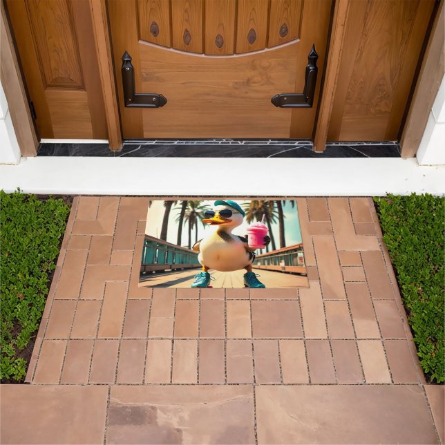 Retro Summer Funny Roller Duck Doormat (Outdoor)