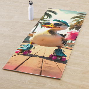 Retro Summer Funny Roller Duck Yoga Mat