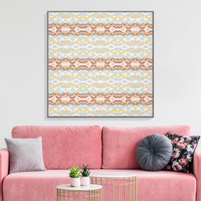 Retro Summer Geometric Colour Block Pattern Design Canvas Print (Insitu (LivingRoom))