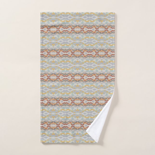 Retro Summer Geometric Colour Block Pattern Design Hand Towel (Hand Towel)