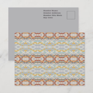 Retro Summer Geometric Colour Block Pattern Design Postcard