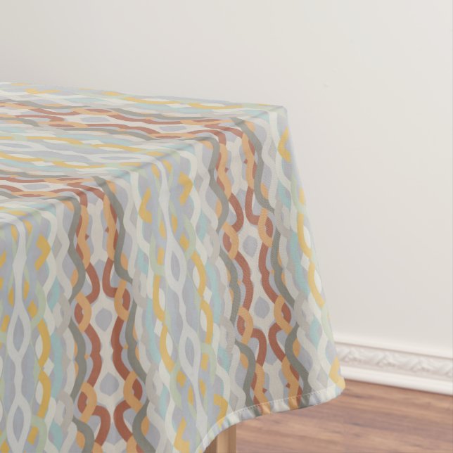 Retro Summer Geometric Colour Block Pattern Design Tablecloth (In Situ)