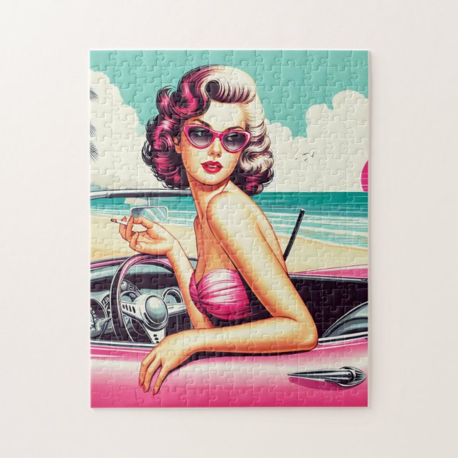Retro Summer Girl Jigsaw Puzzle (Vertical)