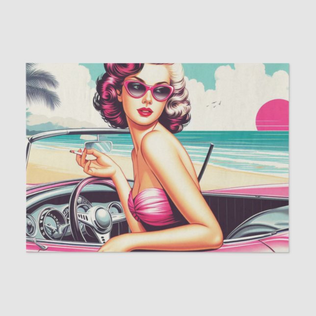 Retro Summer Girl Tissue Paper (Front)