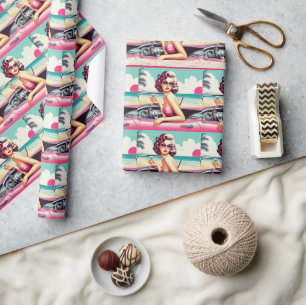 Retro Summer Girl Wrapping Paper
