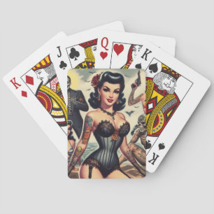 Retro Summer Gothic Pin-up Playing Cards