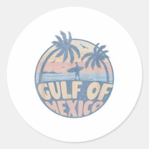 Retro Summer Gulf Of Mexico Forever Beach Golfo De Classic Round Sticker