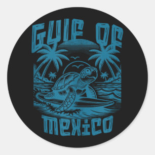 Retro Summer Gulf Of Mexico Forever Turtle Beach G Classic Round Sticker