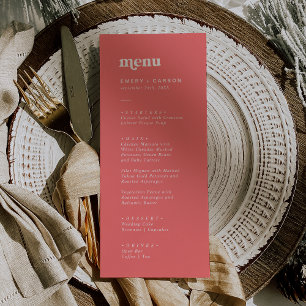 Retro Summer   Hot Pink Printable Wedding Menu Invitation