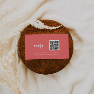 Retro Summer Hot Pink QR code RSVP Enclosure Card