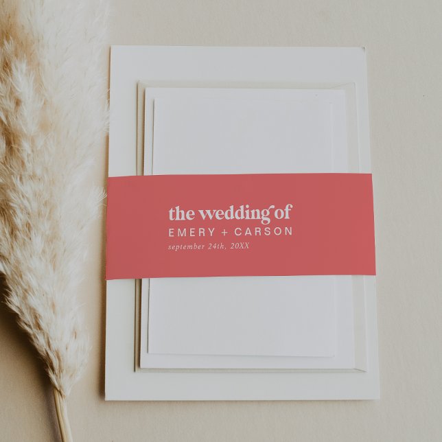 Retro Summer | Hot Pink The Wedding Of Belly Band Invitation Belly Band (Creator Uploaded)