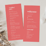 Retro Summer | Hot Pink Wedding Program<br><div class="desc">This retro summer hot pink wedding program is perfect for a colourful wedding. The unique modern vintage design features vibrant bold hot pink and white typography with fun groovy vibes. Include the name of the bride and groom, the wedding date and location, thank you message, order of service, bridal party...</div>