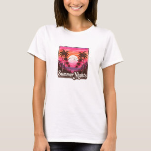 Retro summer nights tropical palm beach T-Shirt