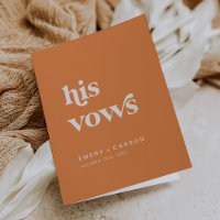 Retro Summer Orange His Vows Wedding Vow Books