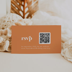 Retro Summer Orange QR code RSVP Enclosure Card