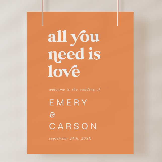 Retro Summer Orange Wedding Welcome Sign Template (Retro Summer Orange Wedding Welcome Sign Template)
